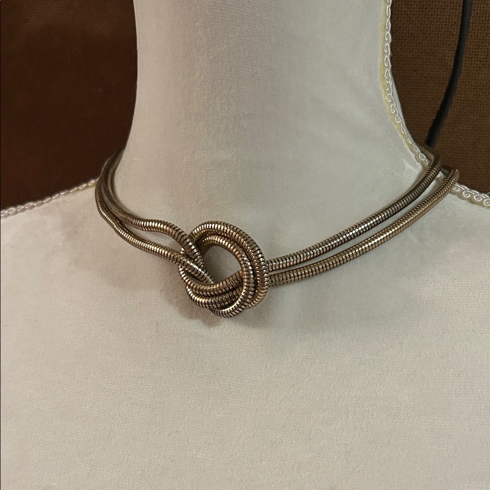 Vintage Gold tone minimalist style Knotted Chokee Style Necklace